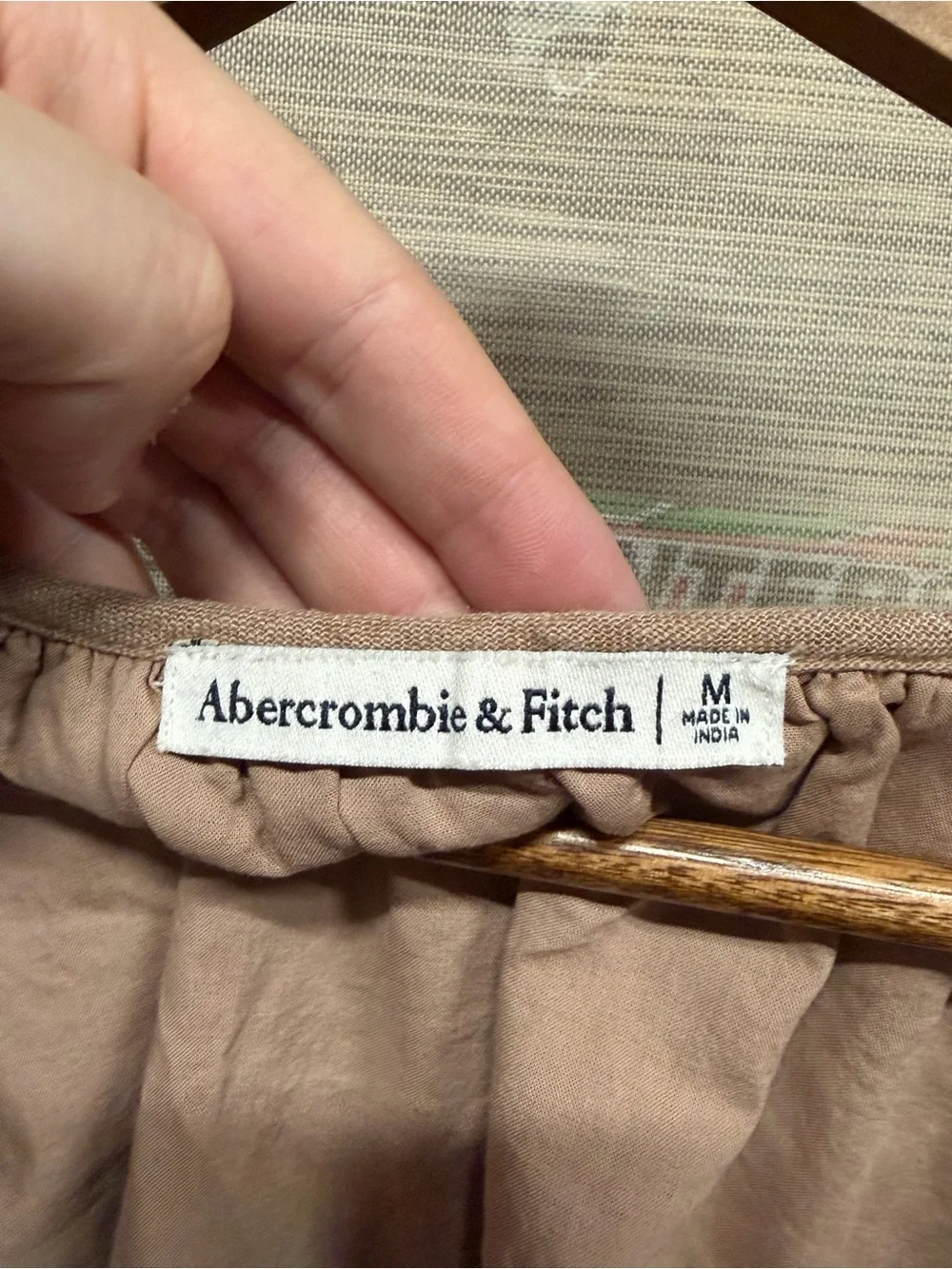 Abercrombie & Fitch Brown Linen Blend Bubble Hem Peasant Blouse Women’s M
